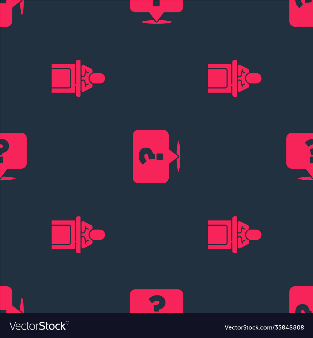 Set speaker and question mark on seamless pattern