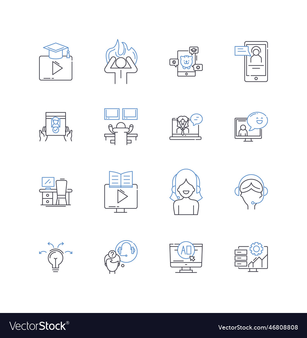 Smart computer line icons collection efficient