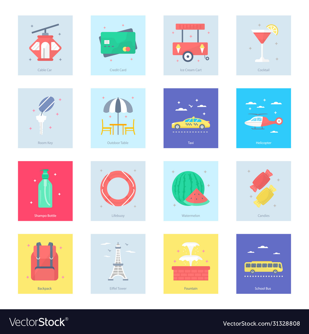 Sommerurlaub Icons Set