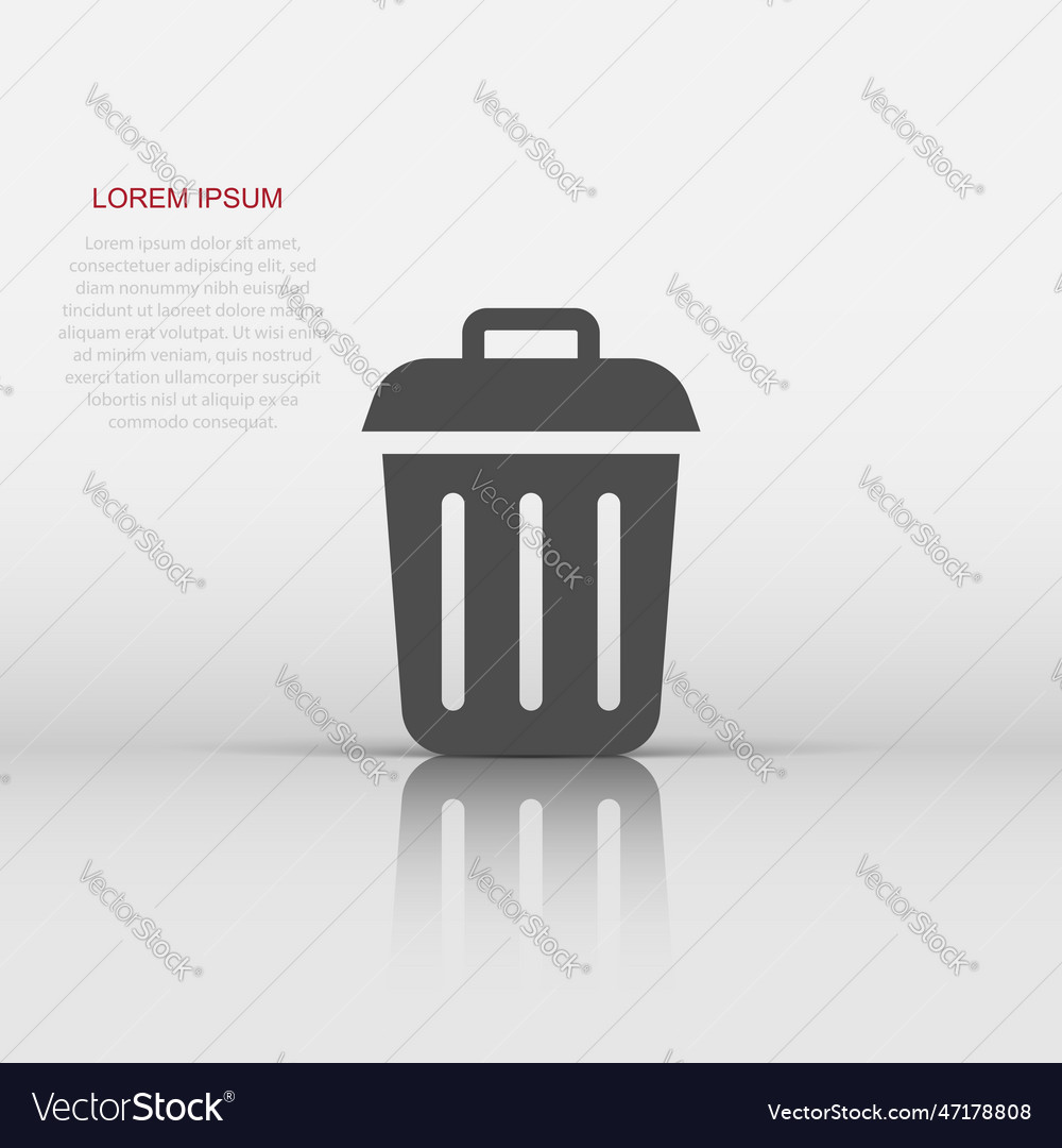 Trash bin garbage icon in flat style bucket vector image Trash bin garbage icon in flat style bucket