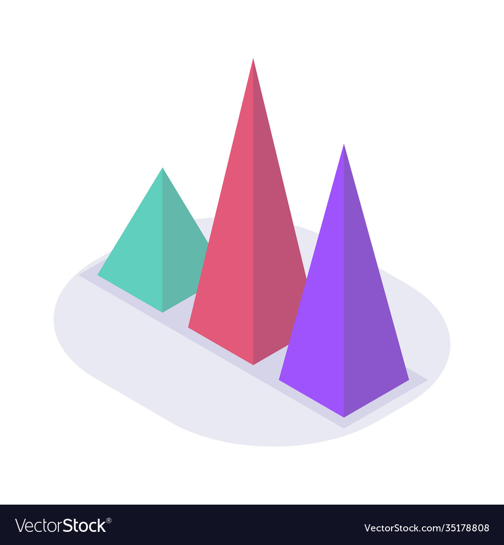 Triangle graph chart isometric icon with modern