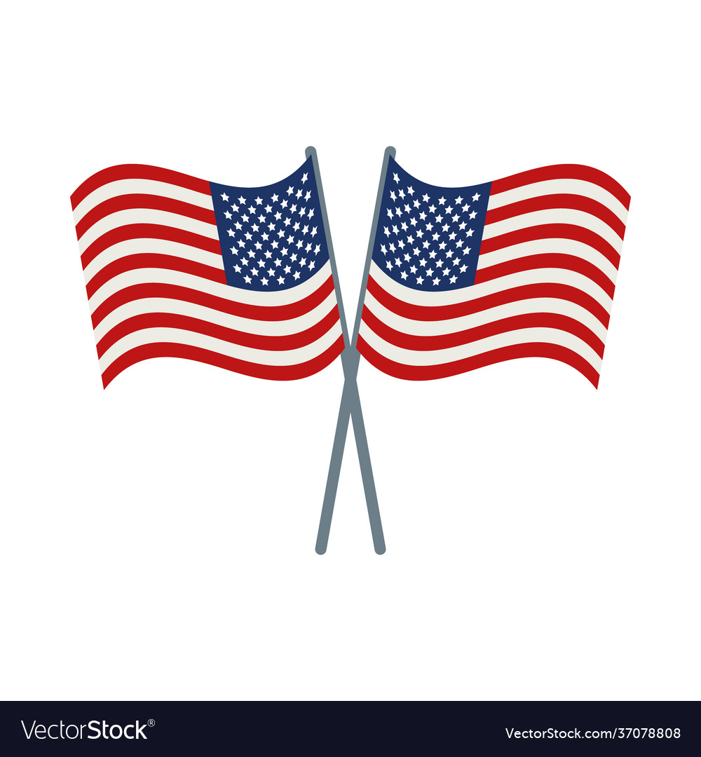 Usa flags crossed Royalty Free Vector Image - VectorStock