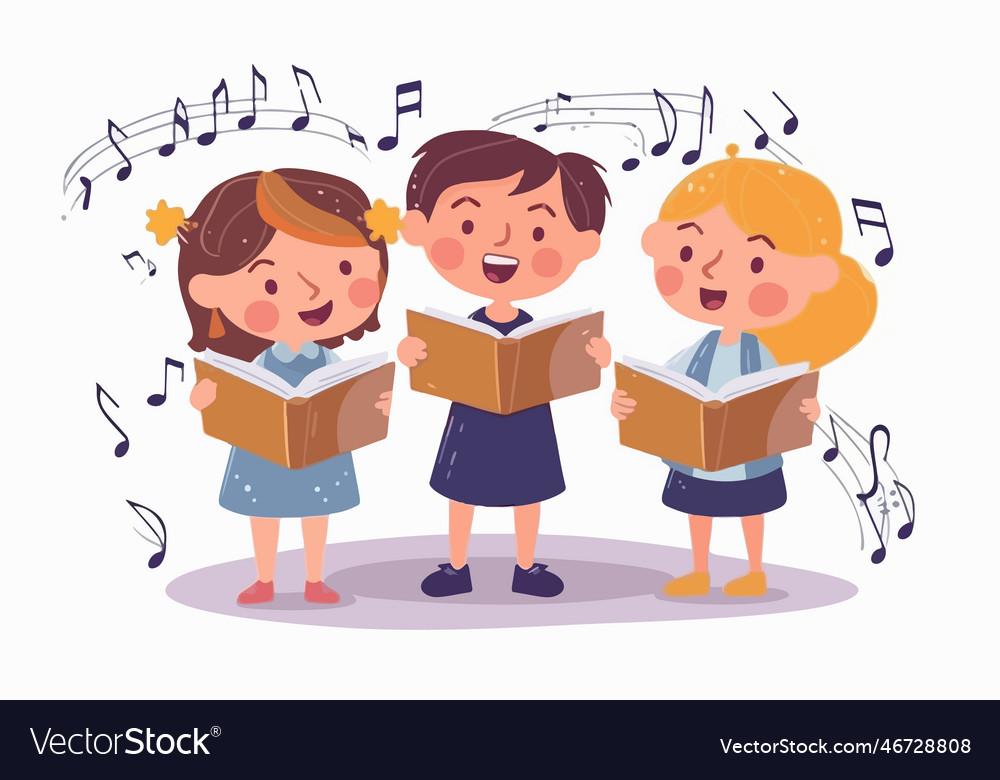 Young students with books harmonize in school Vector Image