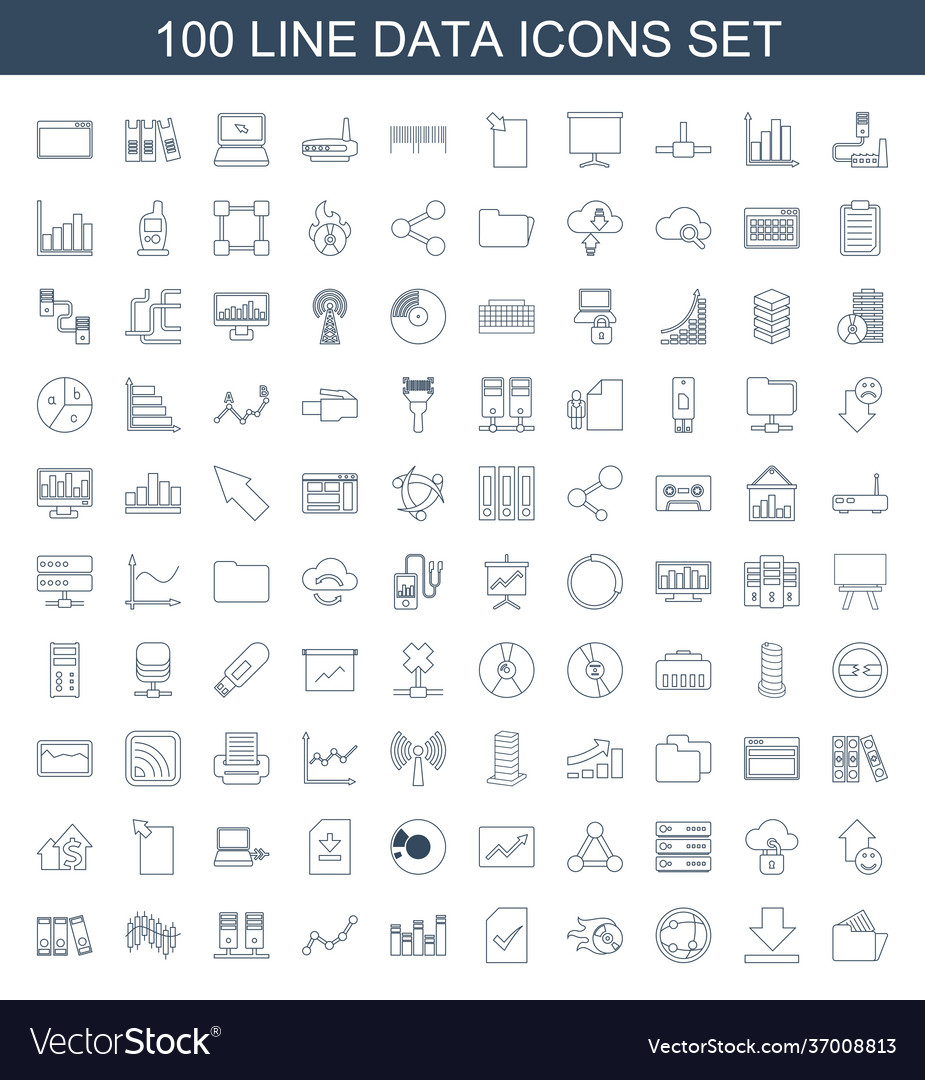 100 Data Icons Royalty Free Vector Image - Vectorstock