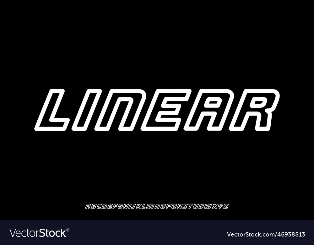 Bold linear outline retro style font vector image Bold linear outline retro style font
