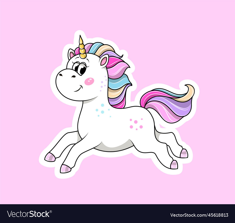 Cute unicorn sticker Royalty Free Vector Image