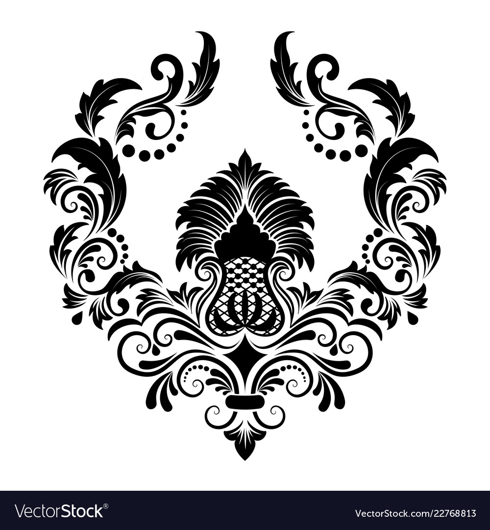 Damask element isolated central