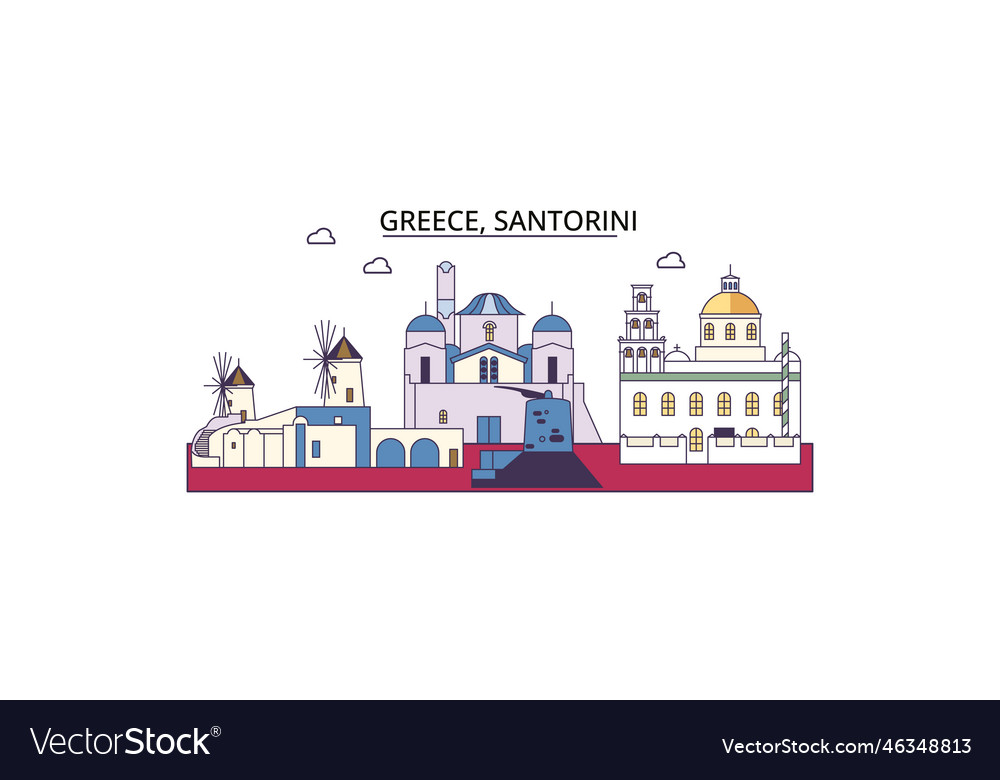 Greece santorini tourism landmarks city Royalty Free Vector