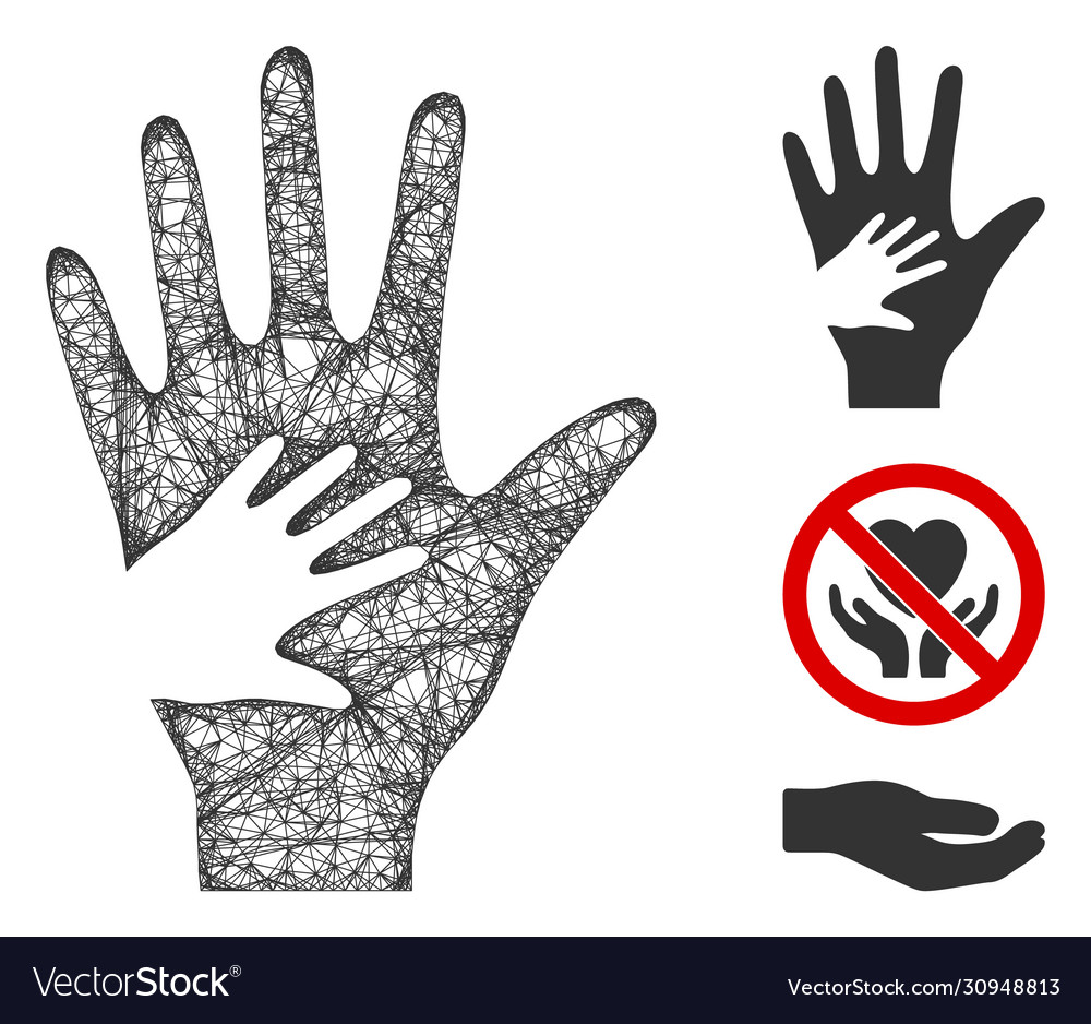 Help hand polygonal web mesh vector image Help hand polygonal web mesh