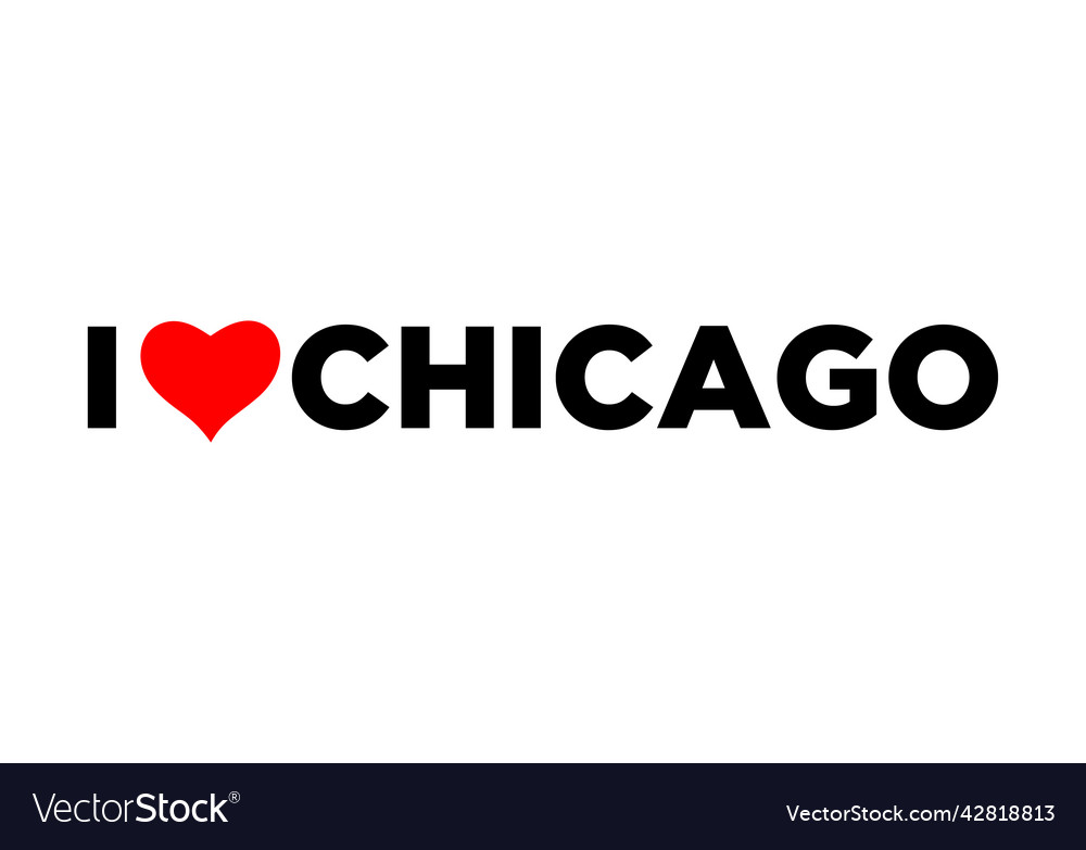 Ich liebe Chicago Typografie mit rotem Herzen