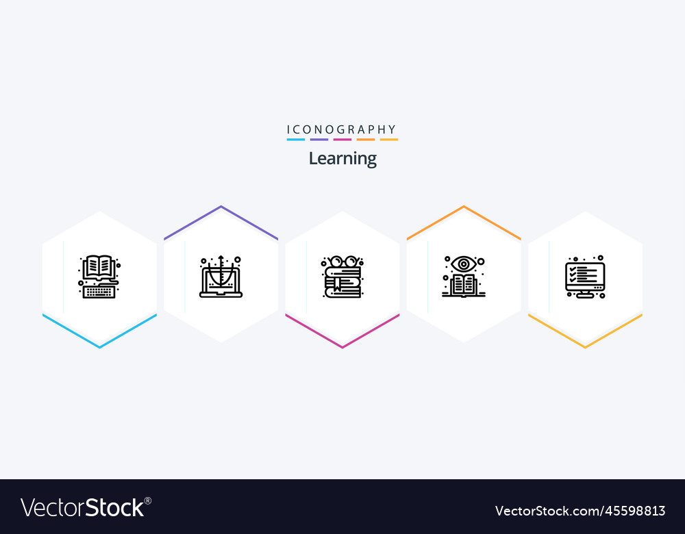 Learning 25 line icon pack including computer