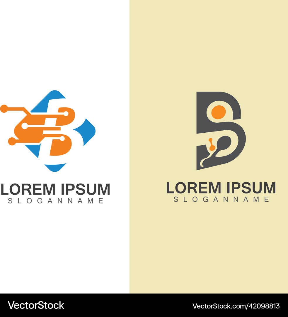 Letter b technology logo concept creative Vector Image