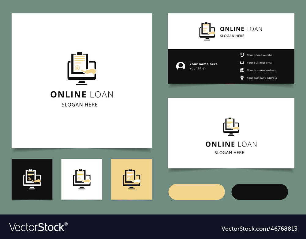 Online loan logo design with editable slogan Vector Image