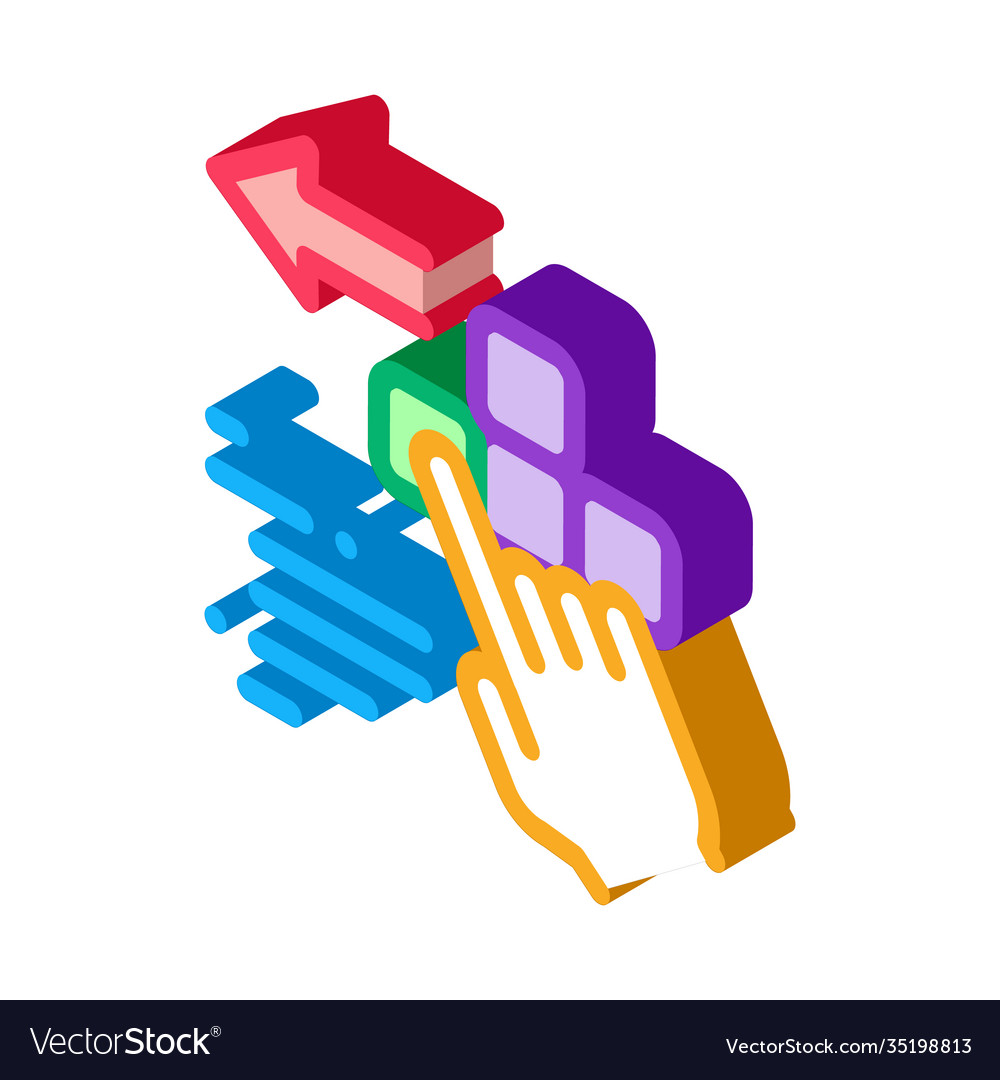 Push game controller button isometric icon