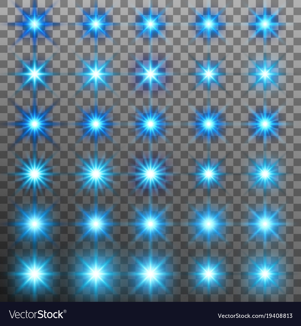 Set of burst light flash glow with flare effect