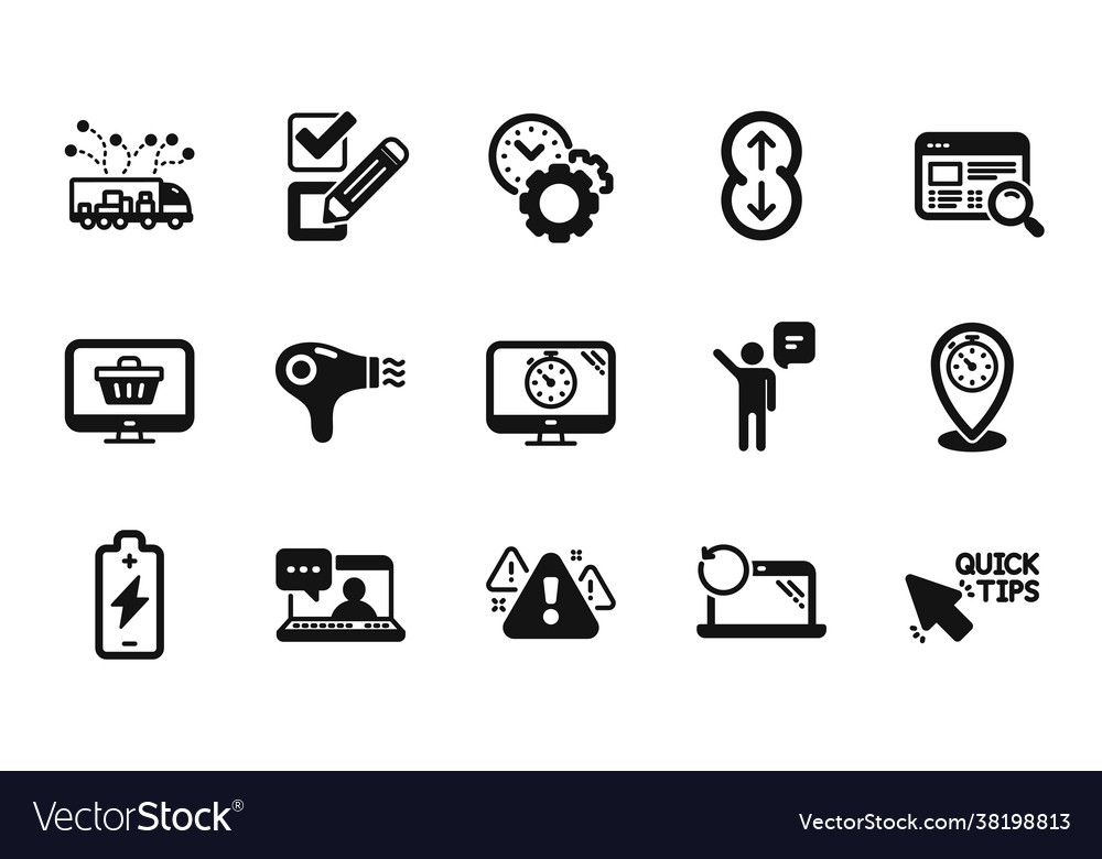 Set seo timer scroll down and friends vector image Set seo timer scroll down and friends