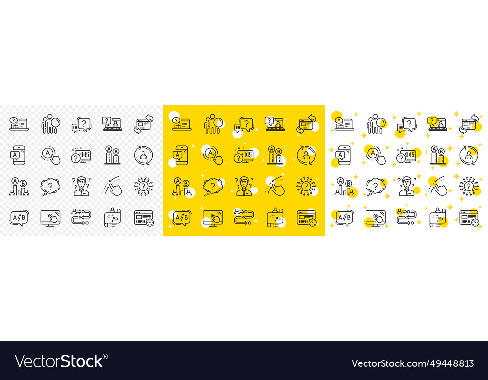Ux line icons set of ab testing journey path map