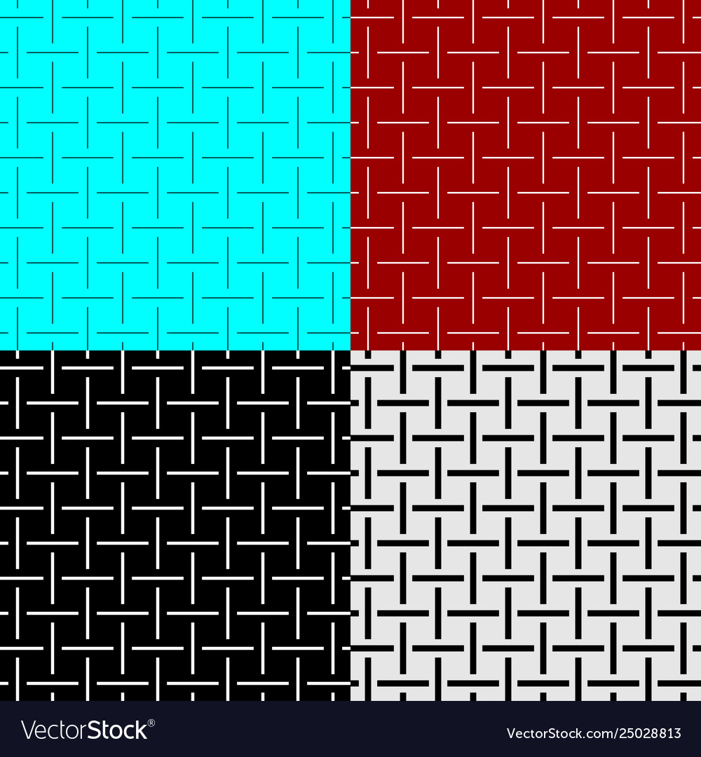 Weave lines seamless pattern set different Vector Image