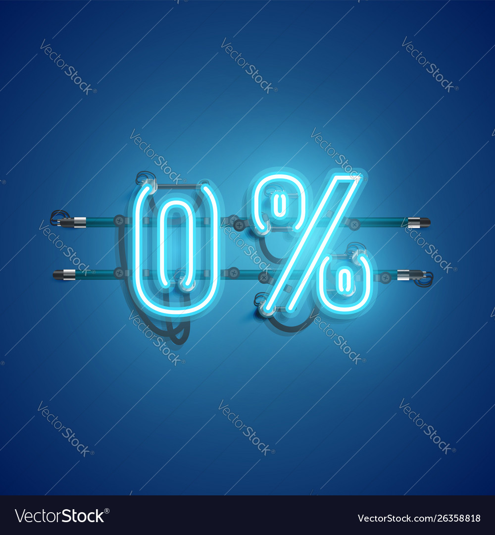 0 neon realistic sign vector image 0 neon realistic sign