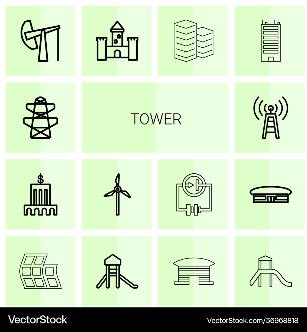 14 tower icons Royalty Free Vector Image - VectorStock