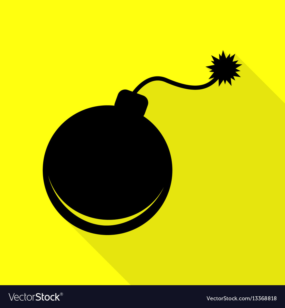 Bomb sign black icon with flat style Royalty Free Vector