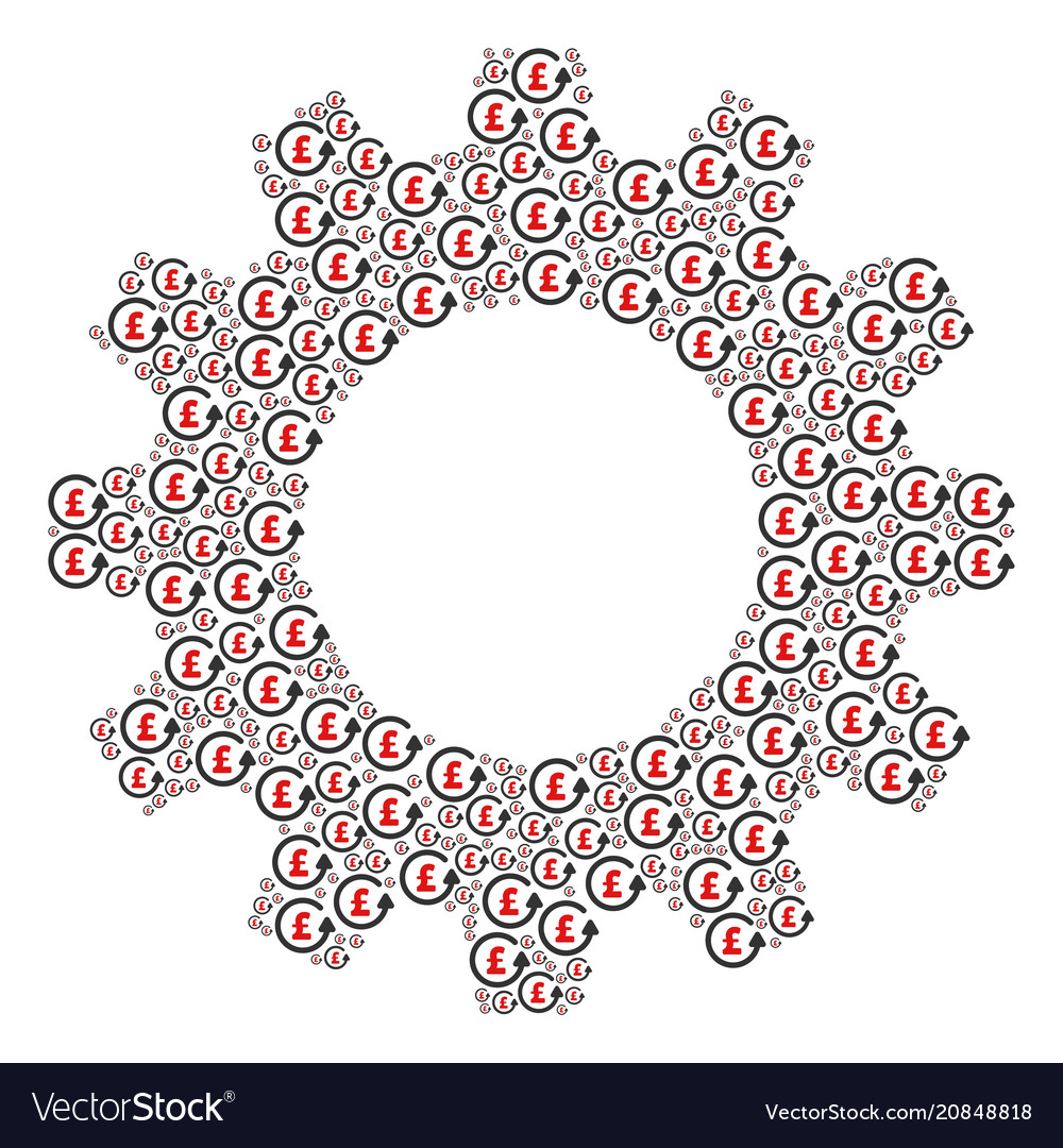Cogwheel composition of chargeback pound icons vector image Cogwheel composition of chargeback pound icons