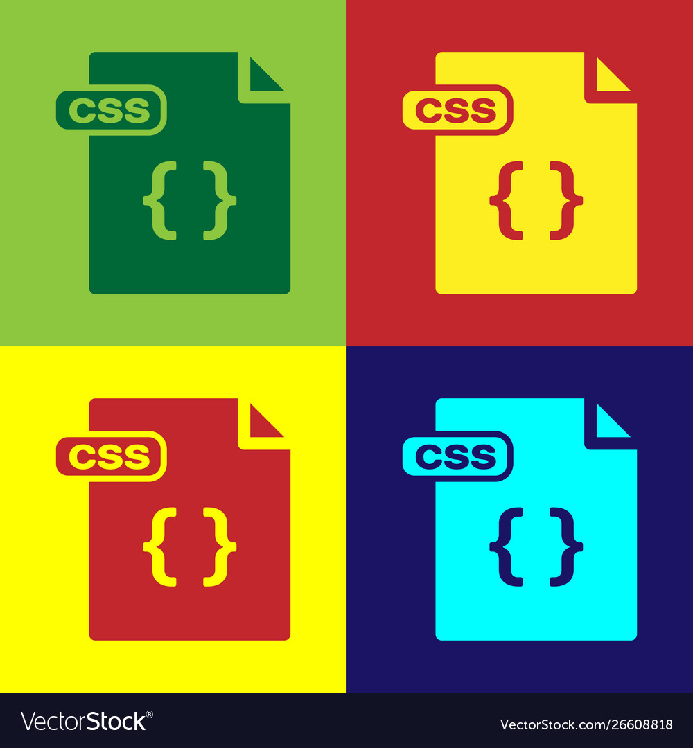 Color css file document download button icon vector image Color css file document download button icon