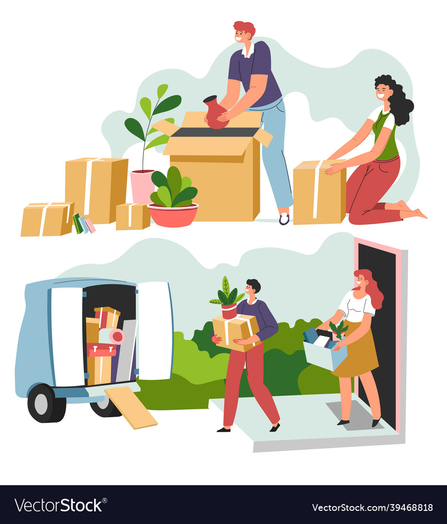 Company helping to movedelivery service Royalty Free Vector