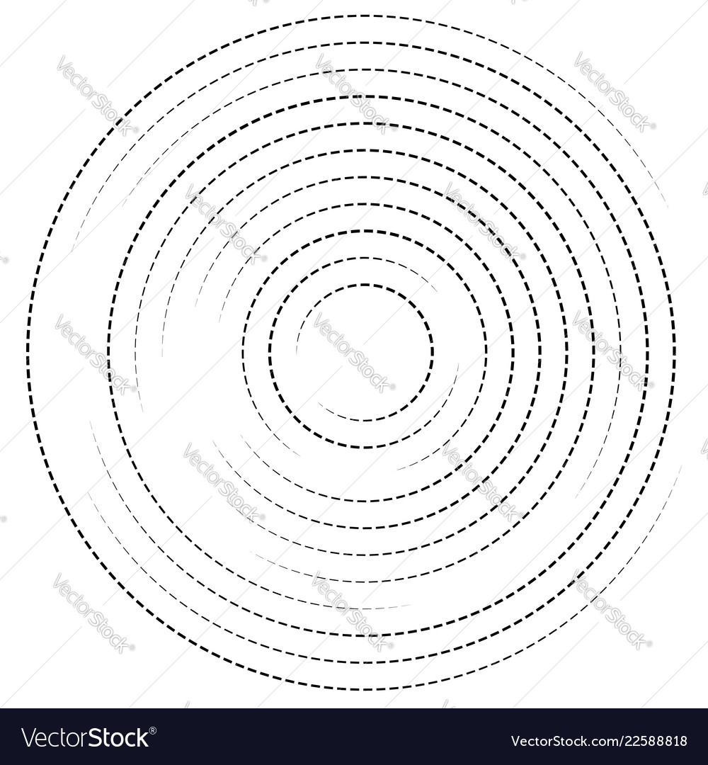 Concentric circles with dashed lines circular