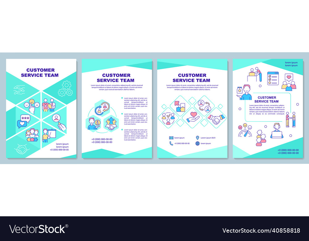 Customer service team brochure template Royalty Free Vector