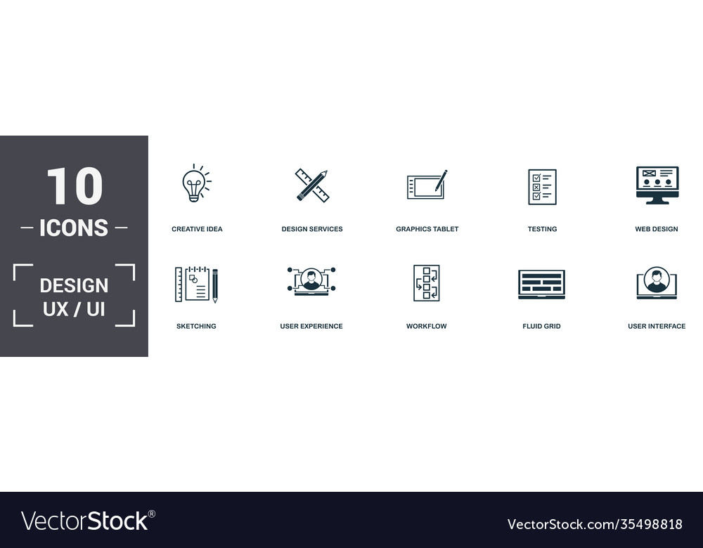 Design ui and ux set icons collection includes vector image Design ui and ux set icons collection includes