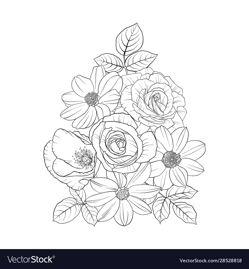 Drawing flowers Royalty Free Vector Image - VectorStock