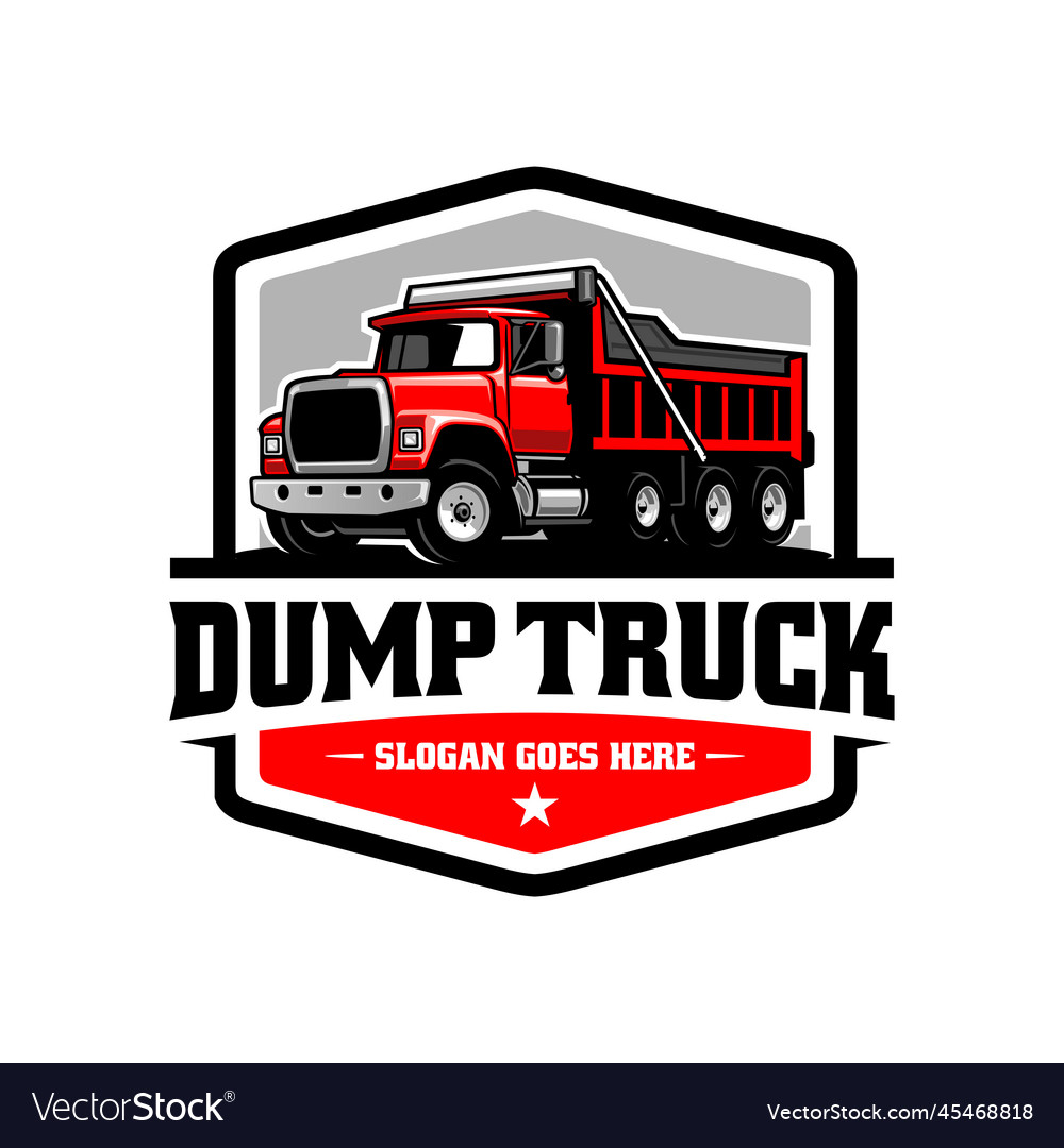 Dump truck tipper truck logo Royalty Free Vector Image