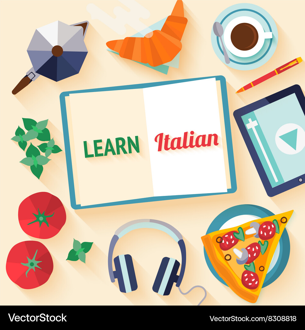 Flat Design Web Banner For Italian Language School
