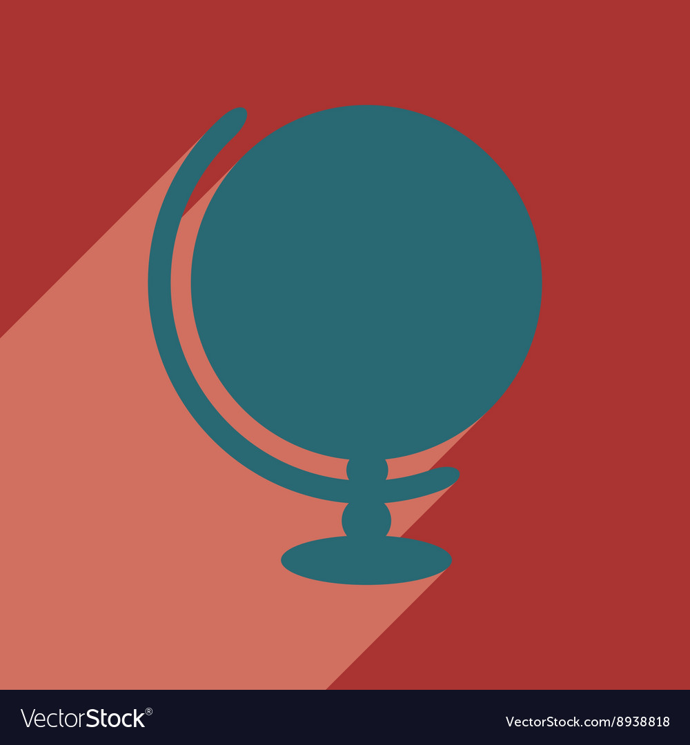 Flat with shadow icon and mobile application globe