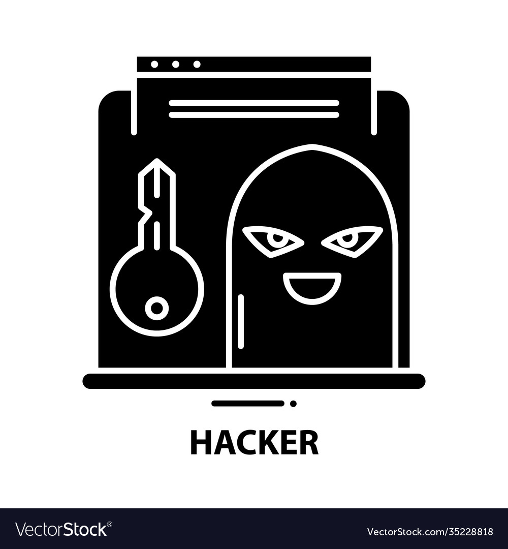 Hacker icon black sign with editable Royalty Free Vector