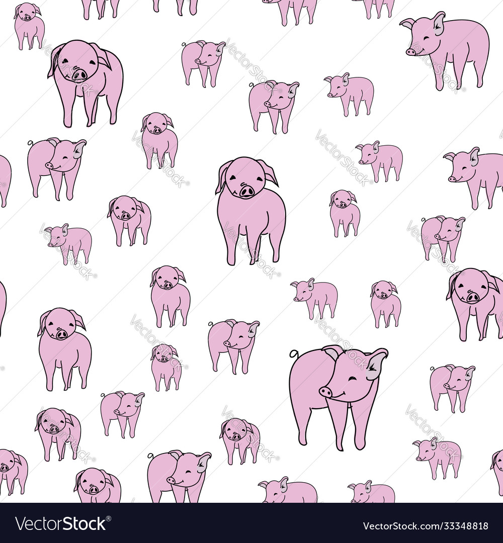 Happy pig seamless pattern with image repeated vector image Happy pig seamless pattern with image repeated