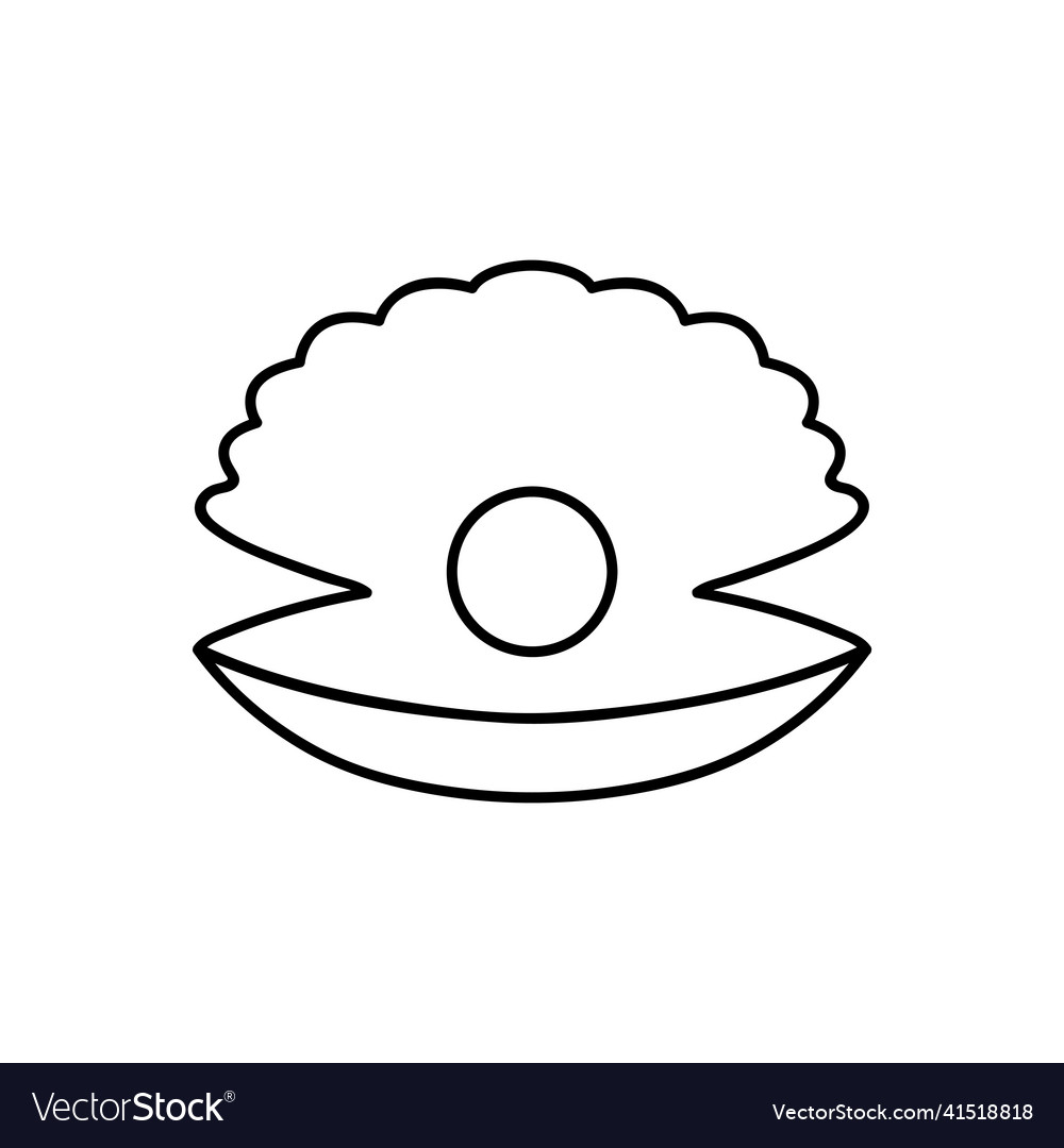 Line style logotype with shell and pearl isolated vector image Line style logotype with shell and pearl isolated