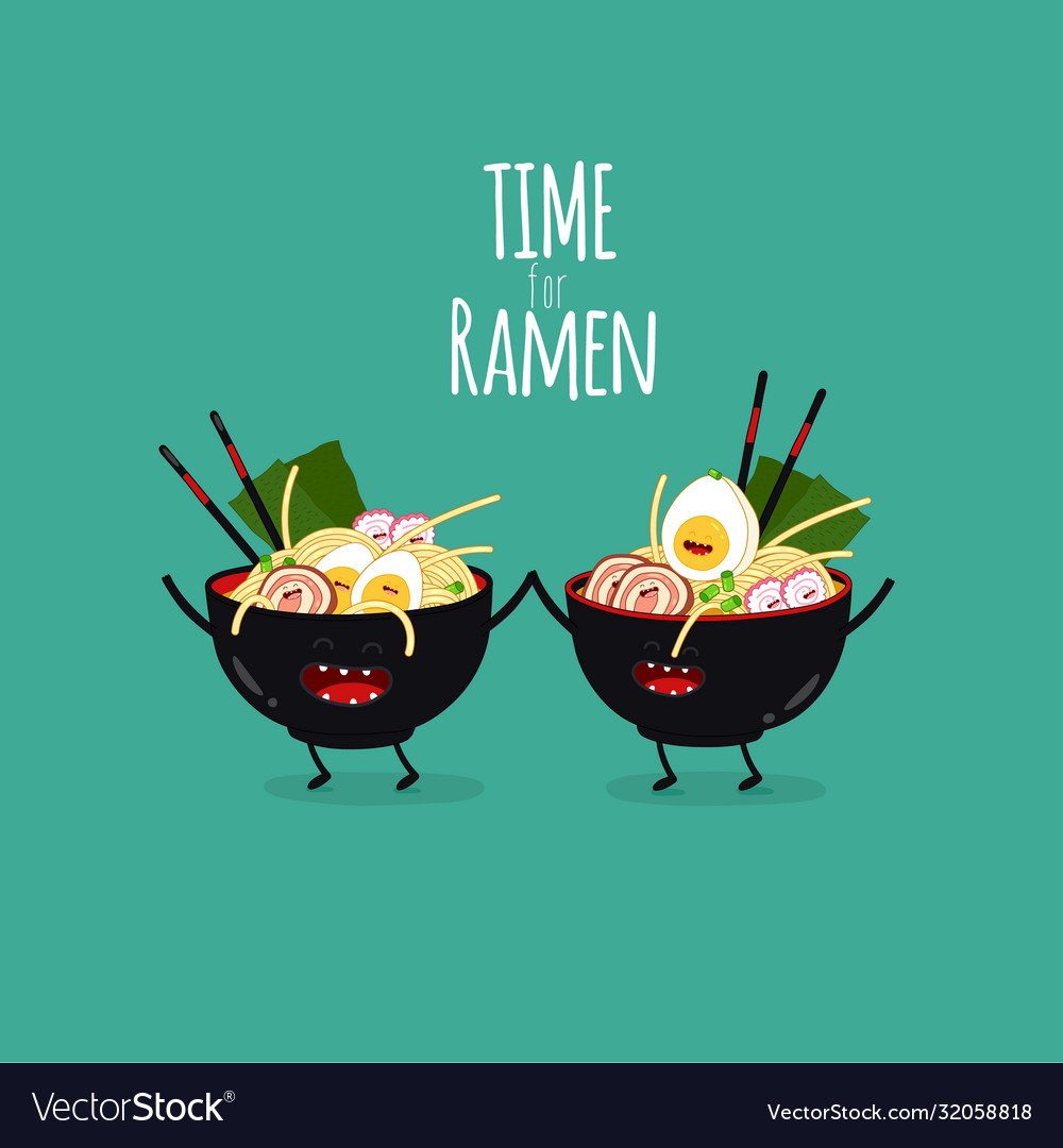 Ramen bowls time for Royalty Free Vector Image