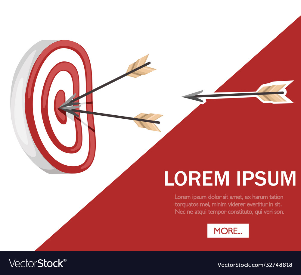 Red archery target with two arrows in center Vector Image