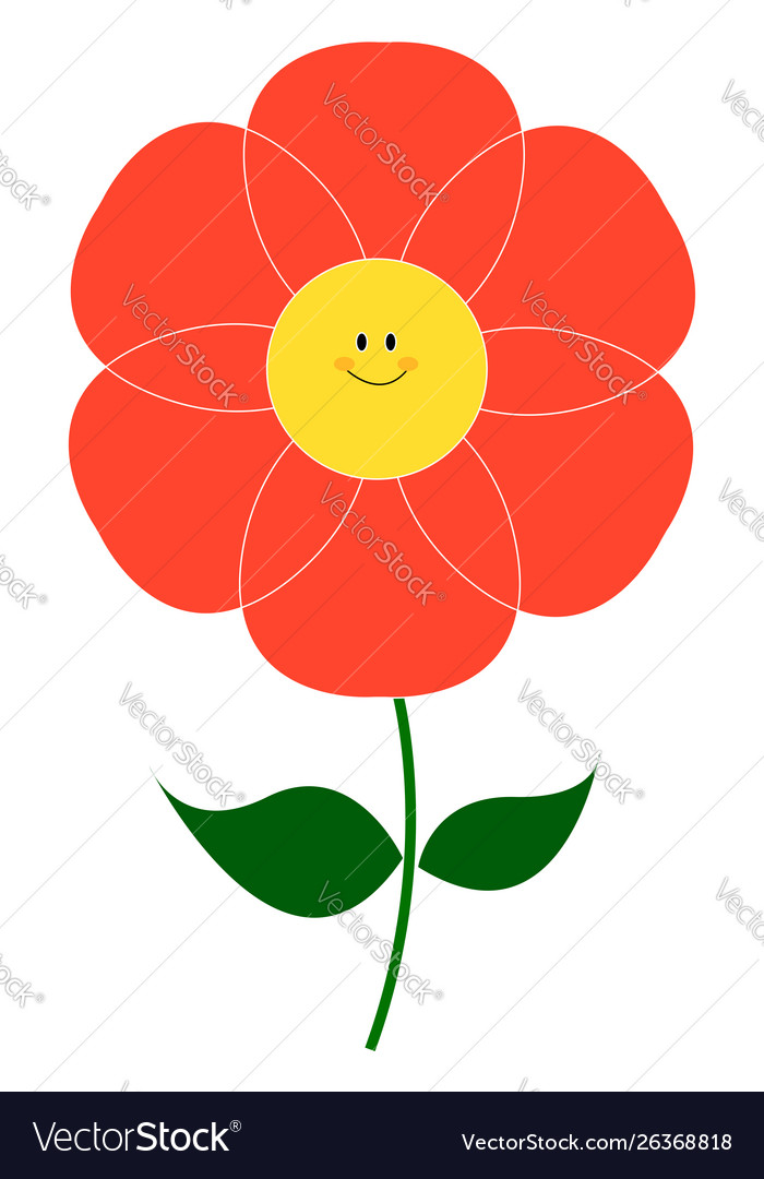 Red flower with eyes on white background Vector Image