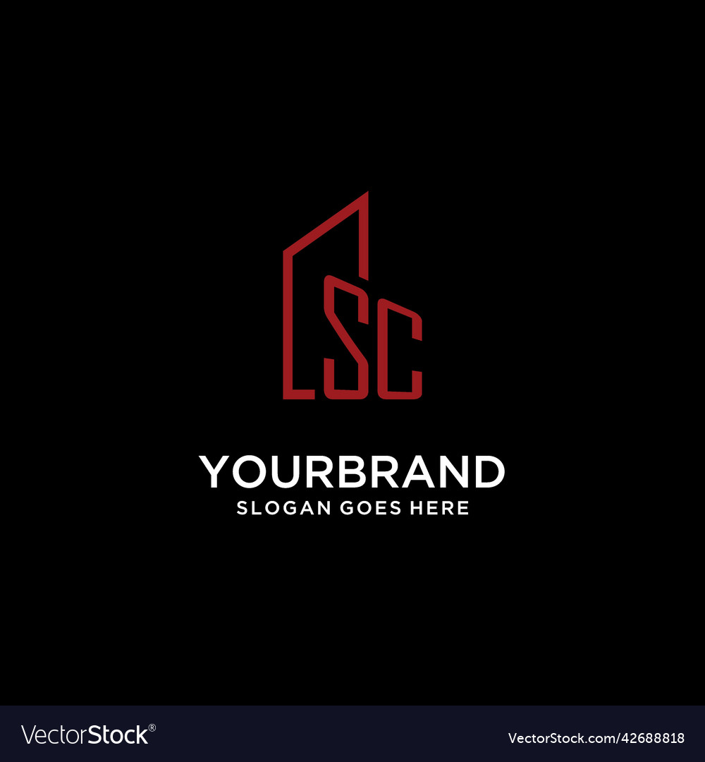 Sc initial monogram with building logo design
