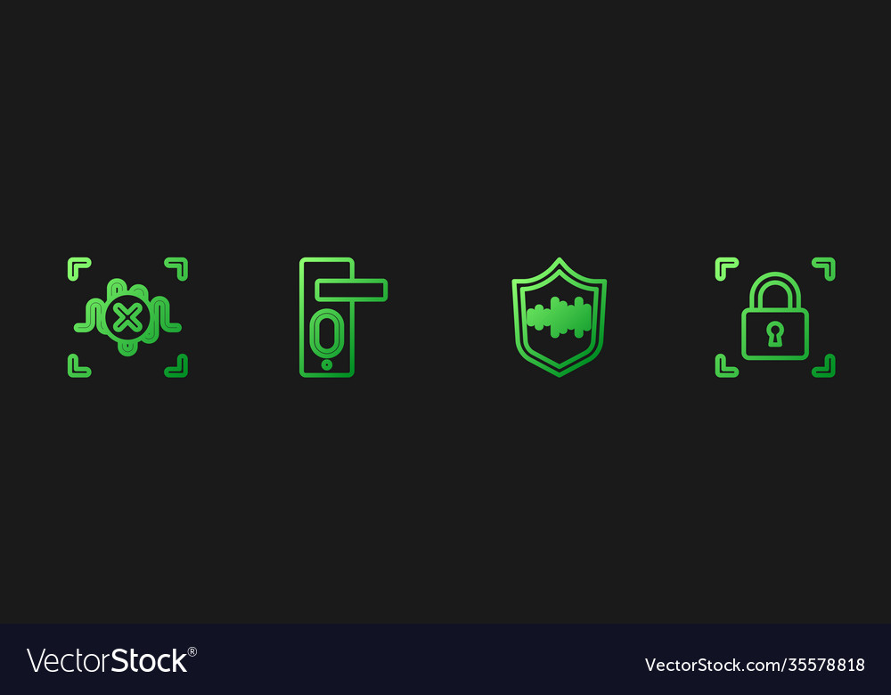 Set line shield voice recognition rejection vector image Set line shield voice recognition rejection