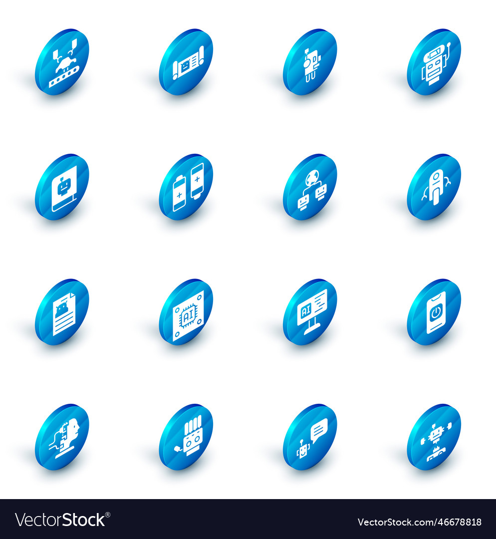 Set robot blueprint low battery charge user vector image Set robot blueprint low battery charge user