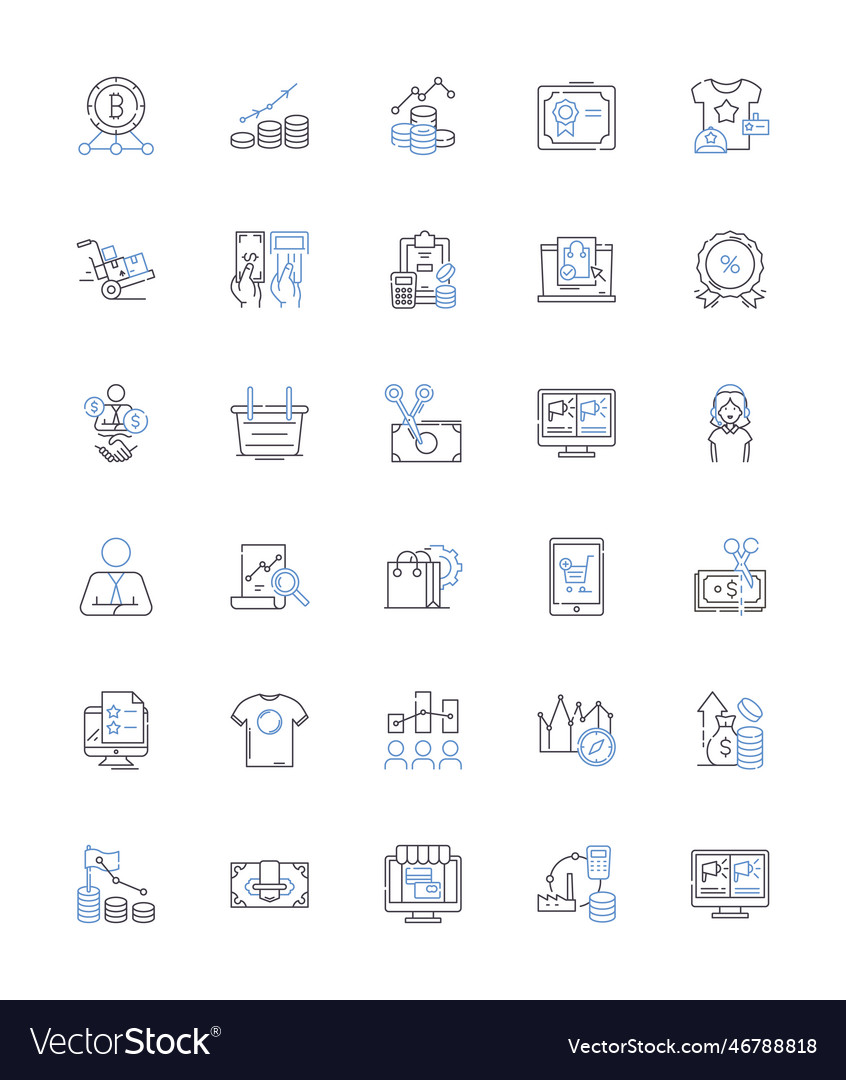 Trade and earnings line icons collection Vector Image