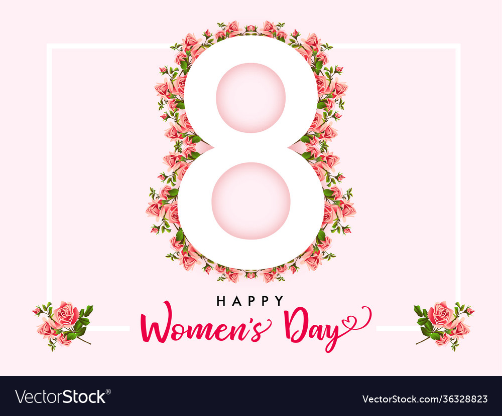 8 march happy womens day rose flower banner Vector Image