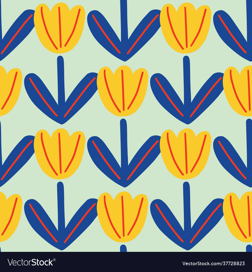 Abstract seamless botanic pattern with yellow