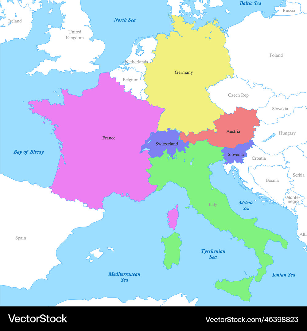 Alpine Countries Map Royalty Free Vector Image