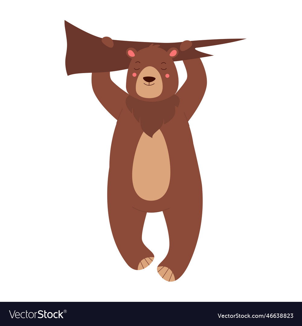 Bear hanging on tree Royalty Free Vector Image