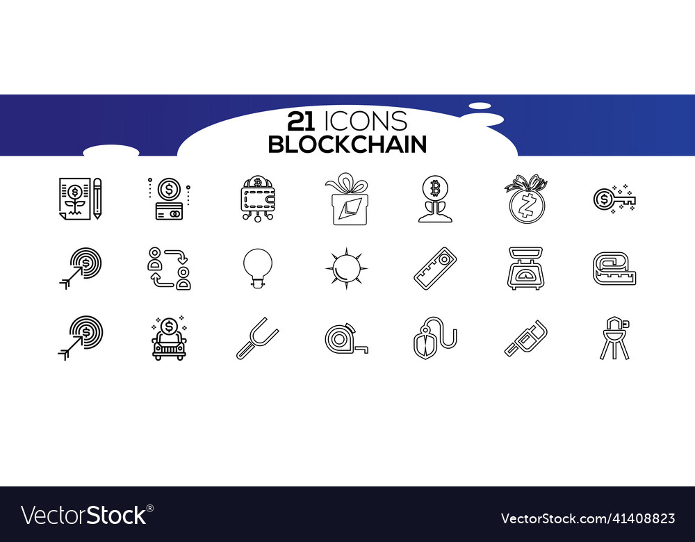 Blockchain web icon set information Vector Image Blockchain web icon set information